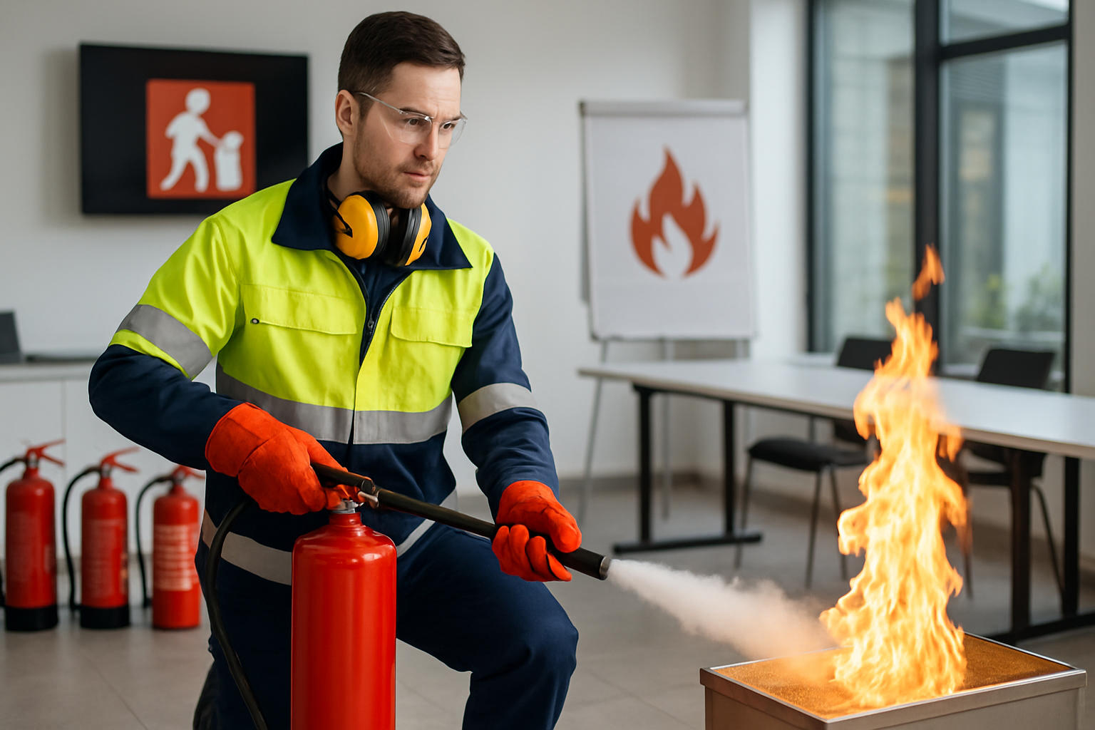 Ein Brandschutzhelfer bei der Arbeit