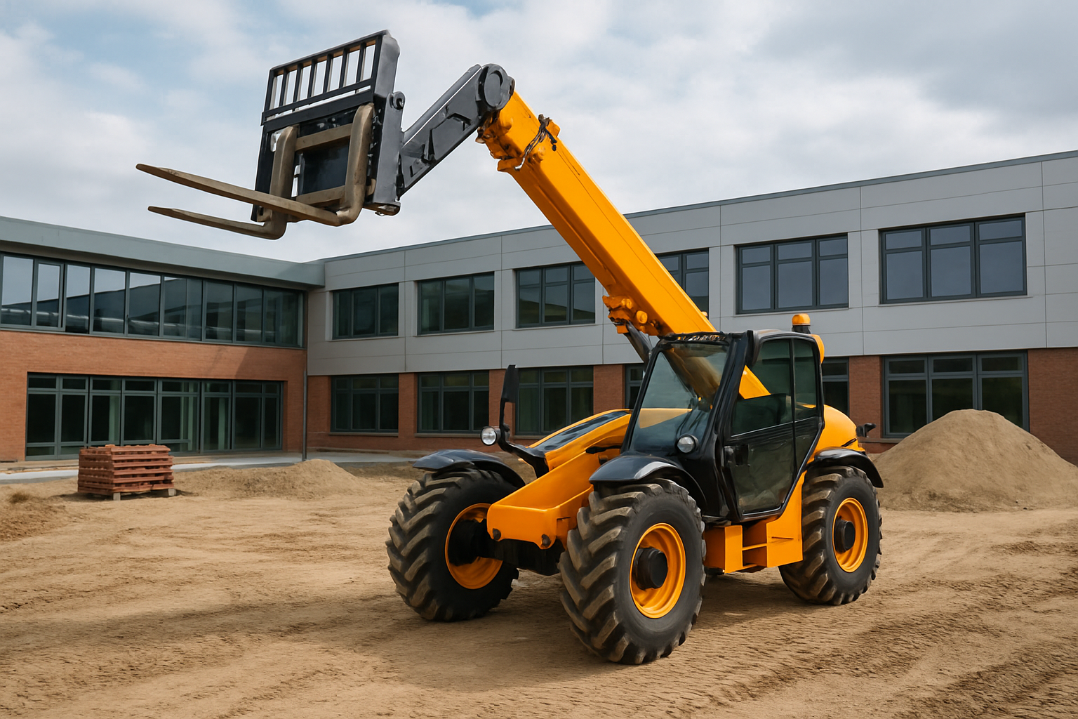 Teleskopstapler auf einer Baustelle